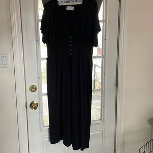 ASOS DESIGN waisted midi tea dress with buttons in black